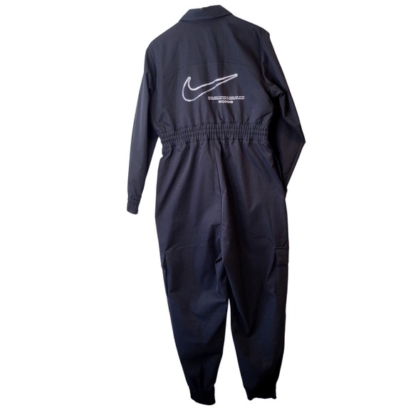 Nike Sportswear Black Cargo Utility Jumpsuit One Piece Women's Sz M Large Swoosh - Picture 12 of 16